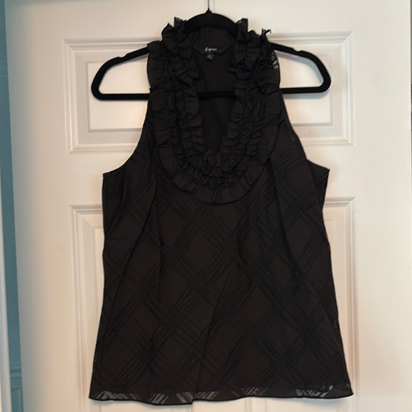 Express Black Sleeveless Ruffled Blouse - Picture 1 of 1